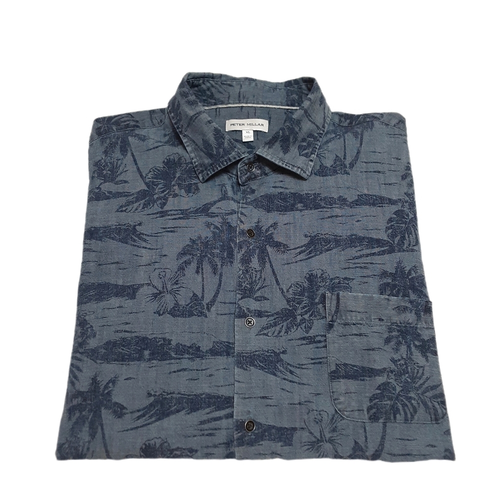 Peter Millar Hawaiian Button Up Shirt Mens XL